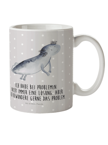 Mr. & Mrs. Panda Tasse Axolotl Schwimmen mit Spruch in Grau Pastell