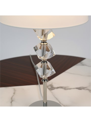relaxdays Tischlampe in Creme/ Silber - (H)53 x Ø25 cm