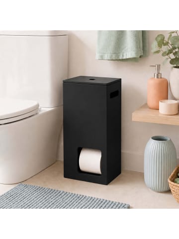 relaxdays Toilettenpapier Aufbewahrung in Schwarz - (B)25 x (H)50 x (T)14 cm