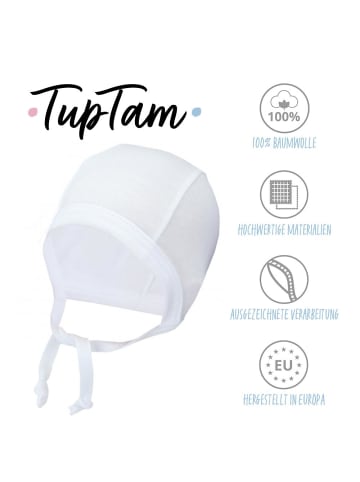 TupTam Unisex Baby Erstlingsmütze zum Binden 2er Pack in grau/weiß
