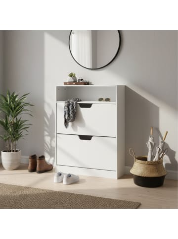 relaxdays Schuhschrank in Weiß - (B)80 x (H)102 x (T)24 cm