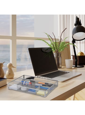 relaxdays Schreibtischorganizer in Silber - (B)38 x (H)6 x (T)30 cm