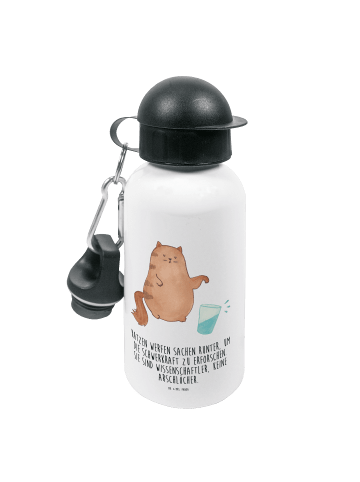 Mr. & Mrs. Panda Kindertrinkflasche Katze Wasserglas mit Spruch in Weiß