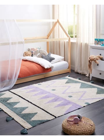 Beliani Kurzflor ALAKOL in Beige/Grün/Lila - (W) 140 x (L) 200 cm