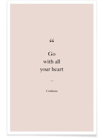 Juniqe Poster "Go with All Your Heart" in Blau & Rosa