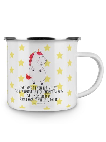 Mr. & Mrs. Panda Camping Emaille Tasse Einhorn Wut mit Spruch in Weiß