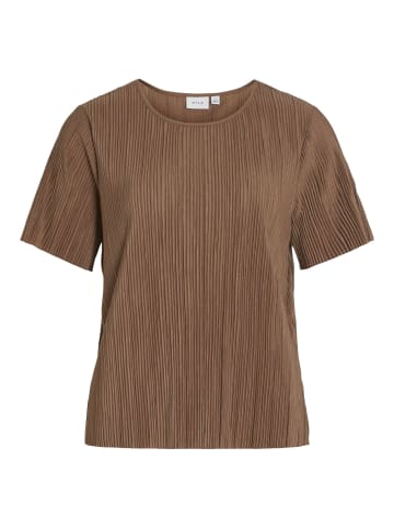 Vila VILA Damen Satin Blusen T-Shirt Halbarm Basic Top VIPLISA in Braun