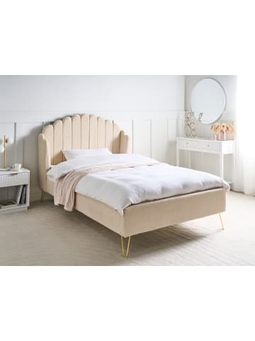Beliani Doppelbett AMBILLOU in Beige/Gold - (W) 137 x (H) 126 x (L) 214 cm