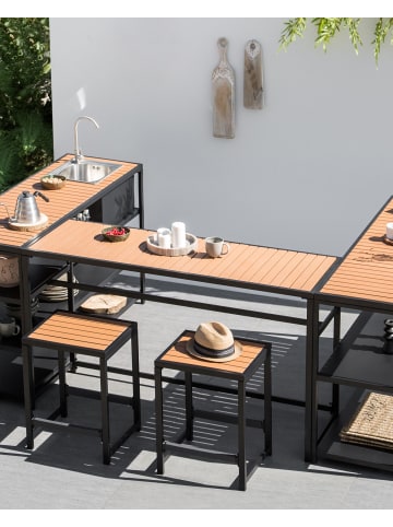 Beliani Barhocker AVETRANA in Schwarz/Braun - (W) 44 x (H) 61 x (L) 40 cm