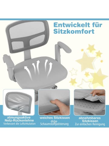 COSTWAY Schreibtischstuhl Kinder ab 3 Jahren in Grau