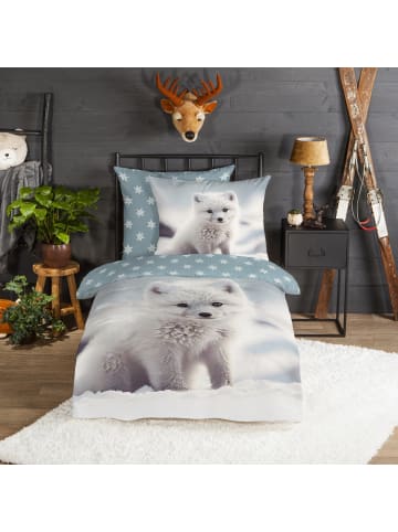 Good Morning Flanell Kinder-Wendebettwäsche in hellblau