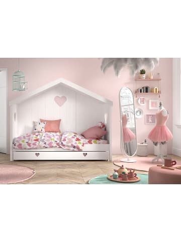 58 aufm Kessel HAUSBETT Kamila 3 213x172x99 mit Rückwand aus Massivholz+MDF in Weiß