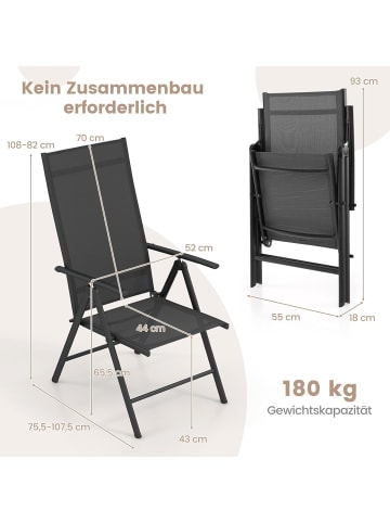 COSTWAY 2er Set Gartenstühle Hochlehner in Schwarz
