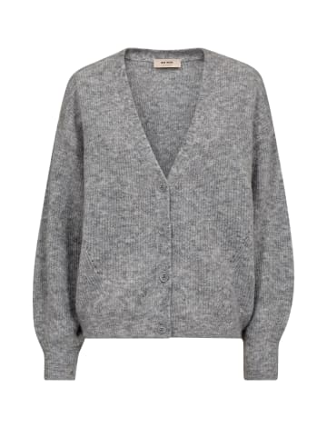 Mos Mosh V-Ausschnitt Strickcardigan in Grey Melange