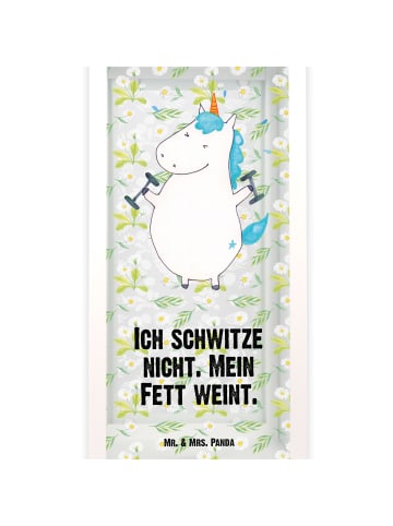 Mr. & Mrs. Panda Windlicht Einhorn Fitness mit Spruch in Transparent