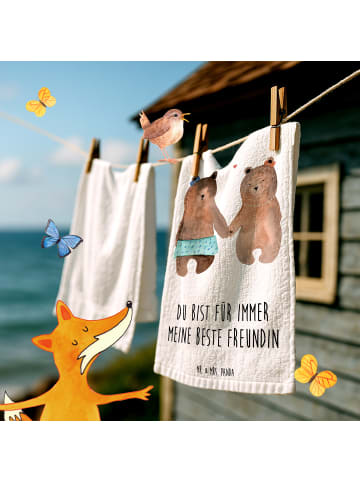 Mr. & Mrs. Panda Gästehandtuch Bär Freundin mit Spruch in Weiß