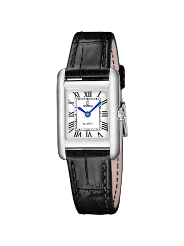 Festina Damenuhr Quarz Rechteckig Lederband Schwarz