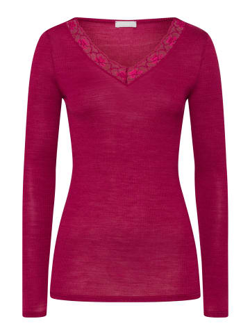 Hanro Longsleeve Woolen Lace in intense garnet