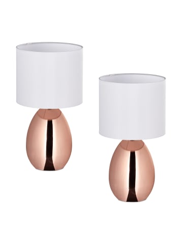 relaxdays 2 x Nachttischlampe in Kupfer - (H)33,5 x Ø 18 cm