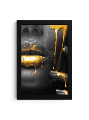 MuchoWow Poster mit Leiste Gesicht gold schwarz