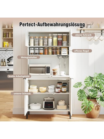 COSTWAY Buffetschrank mit Ladestation 80x40x164 cm in Weiß