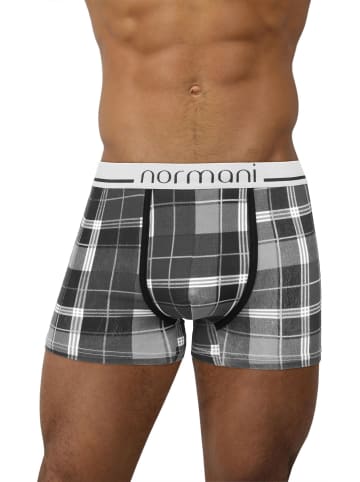 normani 6 Stück Retro Boxershorts aus Baumwolle in Scottish Check - Black Grey