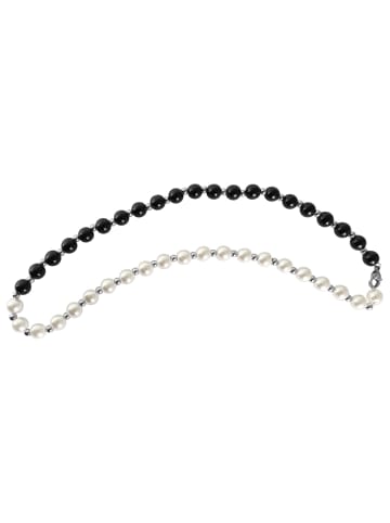 Adeliás Damen Halskette aus Glas mit Perle 45 cm in schwarz