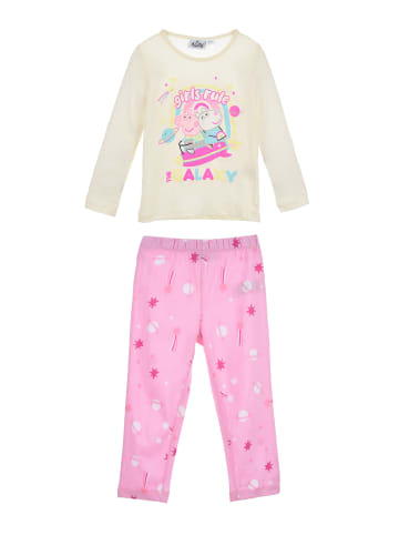 Peppa Pig Kinder Schlafanzug Pyjama Langarmshirt + Schlafhose in Weiß