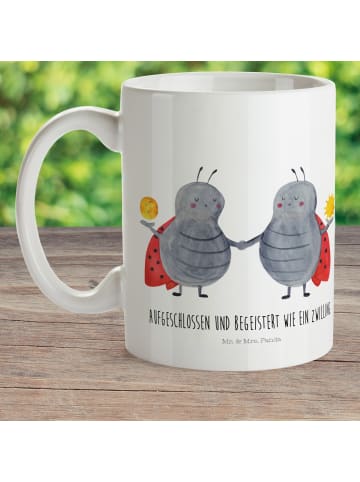 Mr. & Mrs. Panda Plastikbecher Sternzeichen Zwilling mit Spruch in Weiß