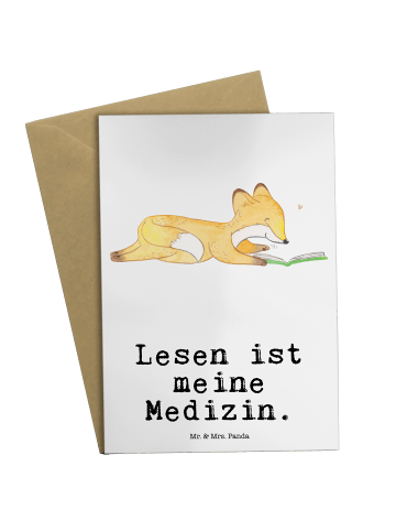 Mr. & Mrs. Panda Grußkarte Fuchs Lesen mit Spruch in Weiß