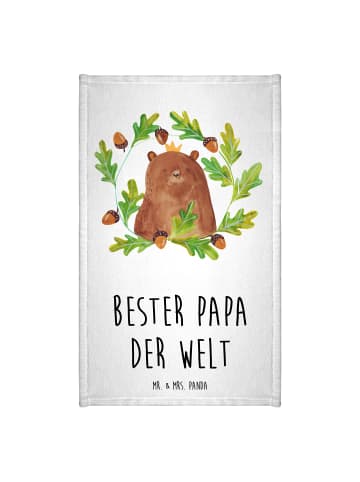 Mr. & Mrs. Panda Gästetuch Bär König mit Spruch in Weiß
