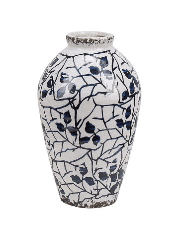 Beliani Blumenvase MALLIA in Weiß/Blau - (W) 15 x (H) 22 x (L) 15 cm