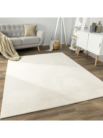 KADIMA DESIGN Teppich Kurzflor Unifarben Wohnzimmer in Creme