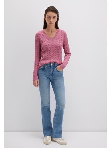 Mavi Jeans V-Ausschnitt Pullover mit Zopfmuster, L/S Knit Detail. in Rosa