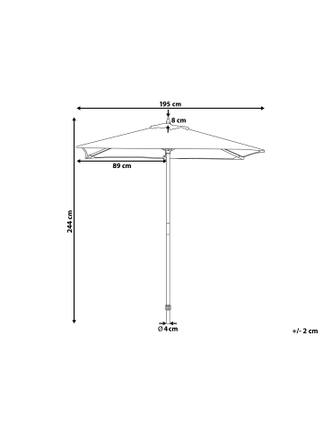 Beliani Marktschirm FLAMENCO in Grau - (W) 195 x (H) 244 x (L) 144 cm