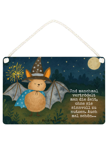 Mr. & Mrs. Panda Holztafel Fledermaus Zauberer Design mit Spruch in Weiß