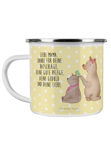 Mr. & Mrs. Panda wandertasse Bär Kind mit Spruch in Gelb Pastell
