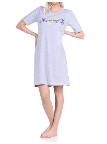 NORMANN kurzarm Nachthemd Schmetterling - 73189 in Grau