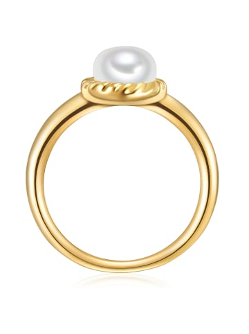 Valero Pearls Ring aus Sterling Silber mit Zirkonia und Süßwasser-Zuchtperle in gelbgold