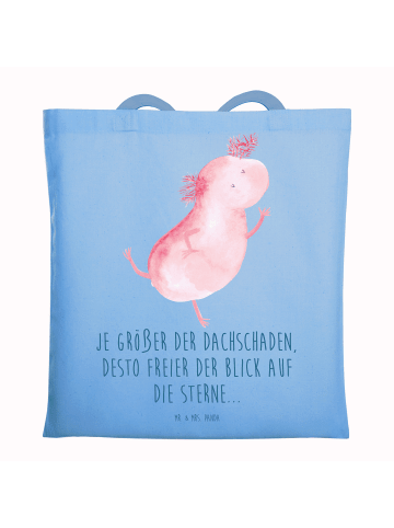 Mr. & Mrs. Panda Tote Bag Axolotl Tanzen mit Spruch in Sky Blue