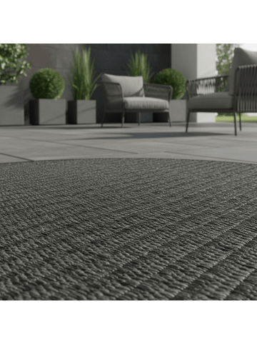 KADIMA DESIGN Teppich Outdoor Waschbar Einfarbig DAFNE Strapazierfähig OEKO-TEX in Schwarz