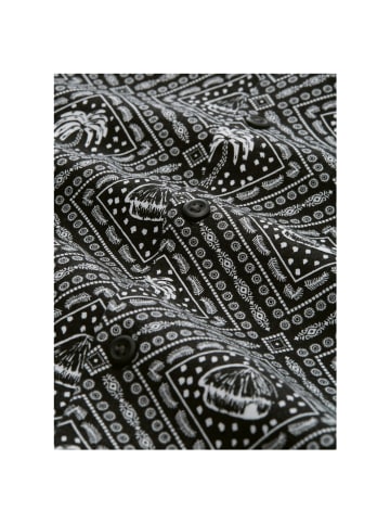 TOM TAILOR Denim Halbarmhemd in black white tropical print