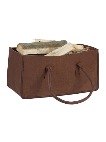 relaxdays Kaminholztasche in Braun - (B)25 x (H)25 x (T)50 cm