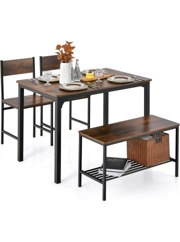 COSTWAY Esstisch Set 4-teilig in Braun