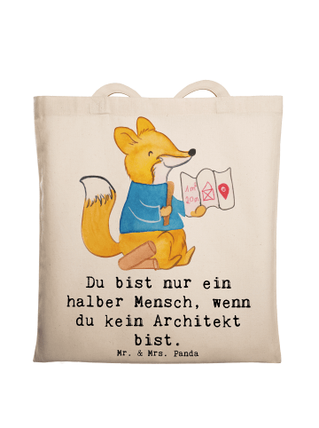 Mr. & Mrs. Panda Tragetasche Architekt Herz mit Spruch in Creme