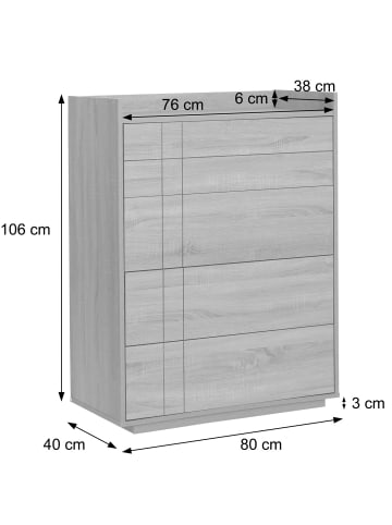 MCW Kommode P44 4 Schubladen Push-to-open, Walnuss-Optik