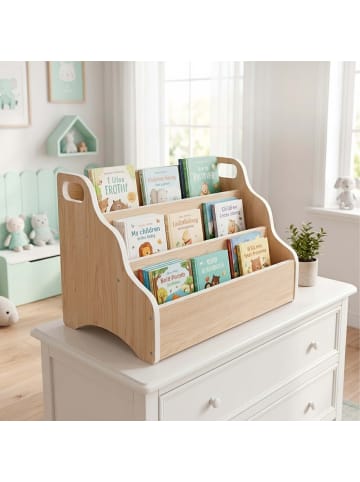 relaxdays Kinder-Bücherregal "3 Fächer" in Weiß – (B)51 x (H)31 x (T)28 cm