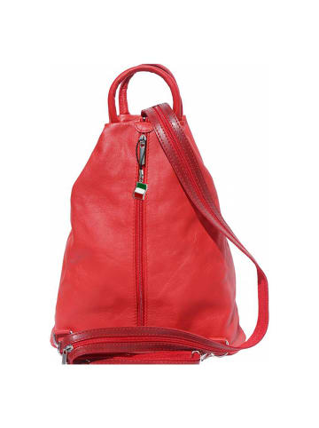 Florence Florence Cityrucksack, Schultertasche Leder rot ca. 26cm breit