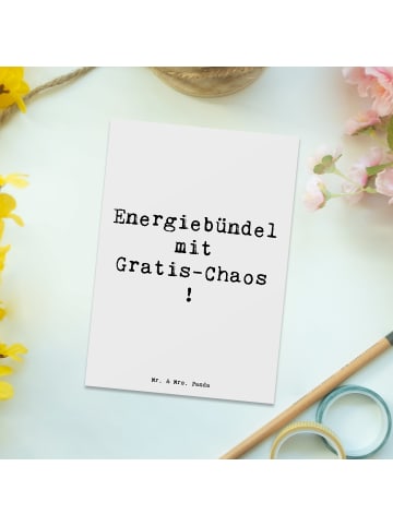 Mr. & Mrs. Panda Postkarte Kinder Energiebündel mit Spruch in Weiß