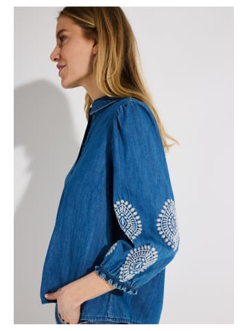 More & More leichte, lässige 3/4 Arm Jeansbluse, bestickt in denim